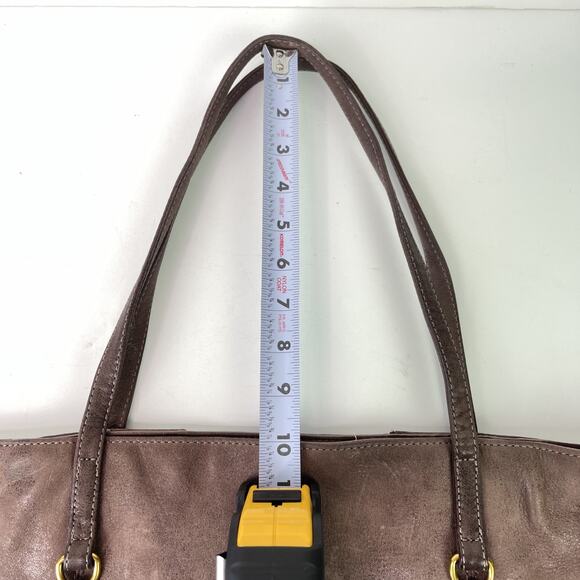 Hobo Kingston Shiny Sheen Brown Leather Tote Bag Purse Large Tassels - Picture 10 of 16